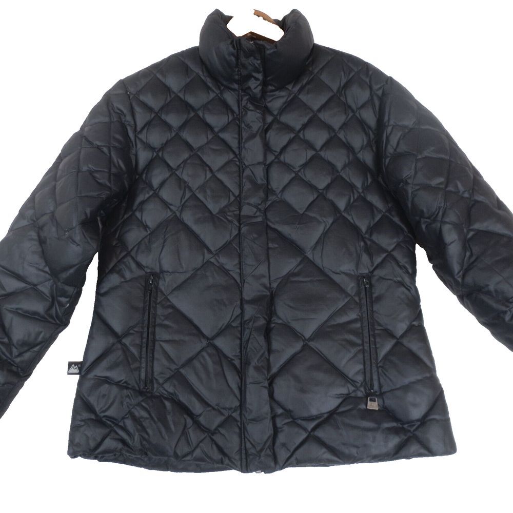 VTG First Down Sixty Four Puffer Jacket Womens Large Black Quilted‎ Winter Coat